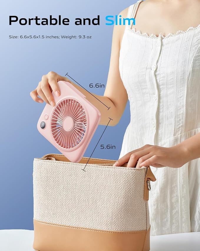 Otlonpe Portable Desk Fan 6.5 Inch, 4000mAh Rechargeable Battery Operated & USB - Image 8