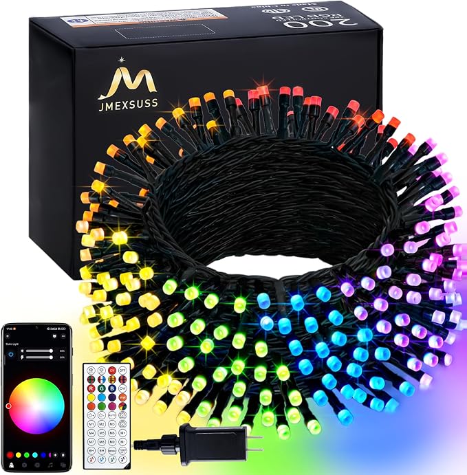 JMEXSUSS APP Controlled Color Changing Christmas Lights, 66ft 200 LED RGB by JMEXSUSS