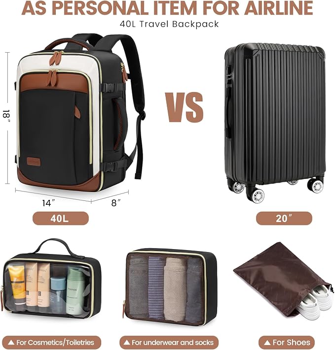 LOVEVOOK 40L Travel Backpack Carry On Airline Approved, Large Backpack - Image 5