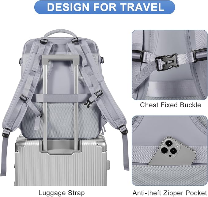 Grey Travel Backpack - Image 7