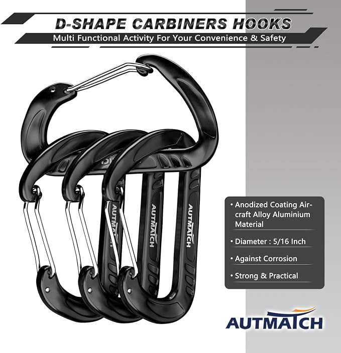 AUTMATCH Carabiner Clips, 4 Pack - Image 3