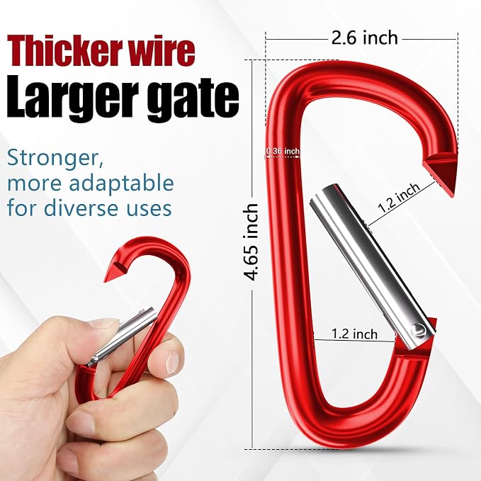 sprookber 4" & 5" Extra Large Aluminum Carabiner D Ring, Caribeener Clips - Image 2