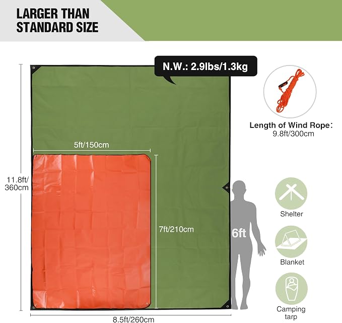 RedSwing Heavy Duty Survival Blanket, Waterproof Emergency Thermal Tarp - Image 2
