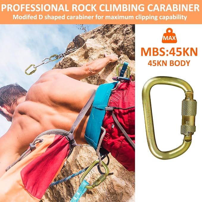 DEKABR Carabiner Heavy Duty, 45KN Twist Lock Steel Auto Locking Climbing - Image 4