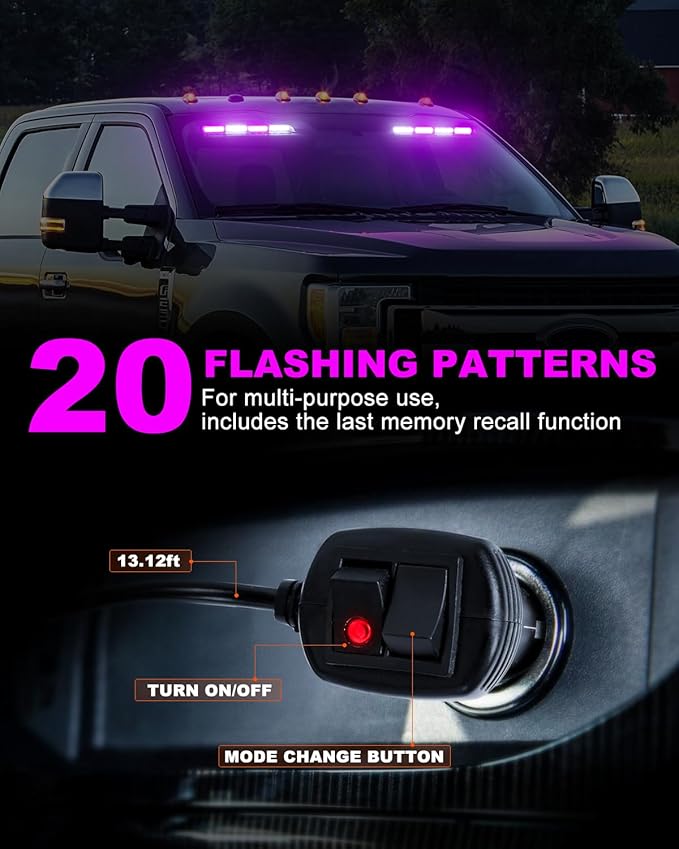 HLauto 6Z4J Emergency Dash Strobe Lights: 2x16.8 inch Purple White Safety Lights - Image 4