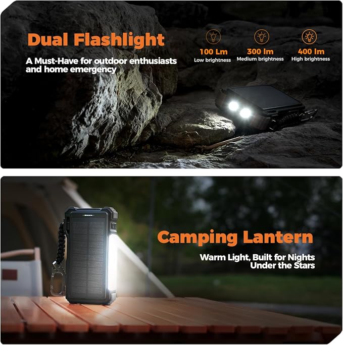 BLAVOR Solar Power Bank 20000mAh Built-in Cables, Wireless Charger - Image 5