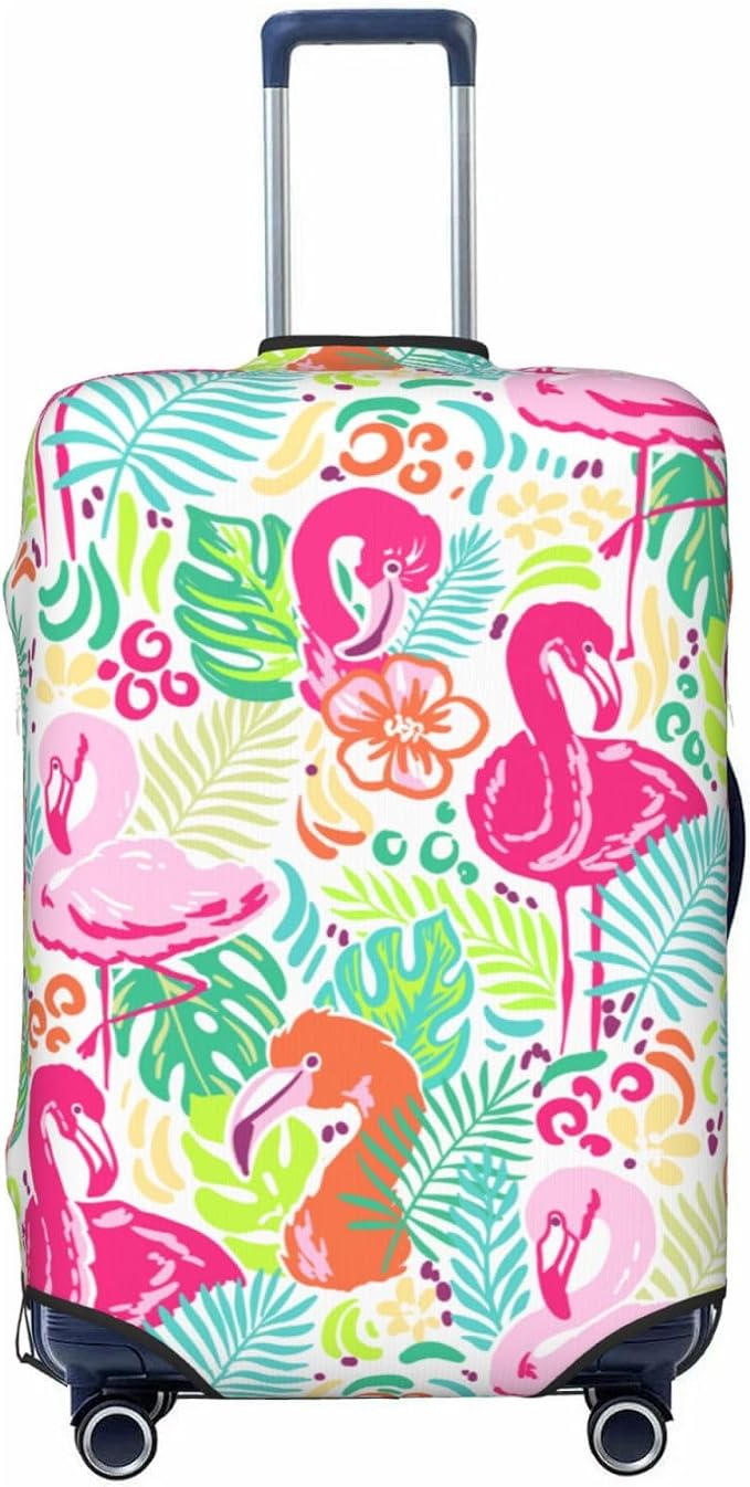 Bright Flamingo Tropical Leaf Elastic Luggage Cover, Suitcase Protector by XBFCDN