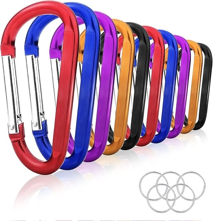 10 Pack 3'' Aluminum Spring Snap Hook Carabiner D Ring Carabiner Clip Camping by Craebuer