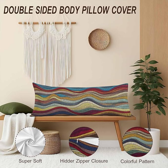 Couch Body Pillow Cover Tribal Wave Bedding Body Pillow Case - Image 4