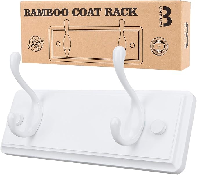 Badiano Wooden Coat Rack, Wall-Mounted Organizer by BADIANO