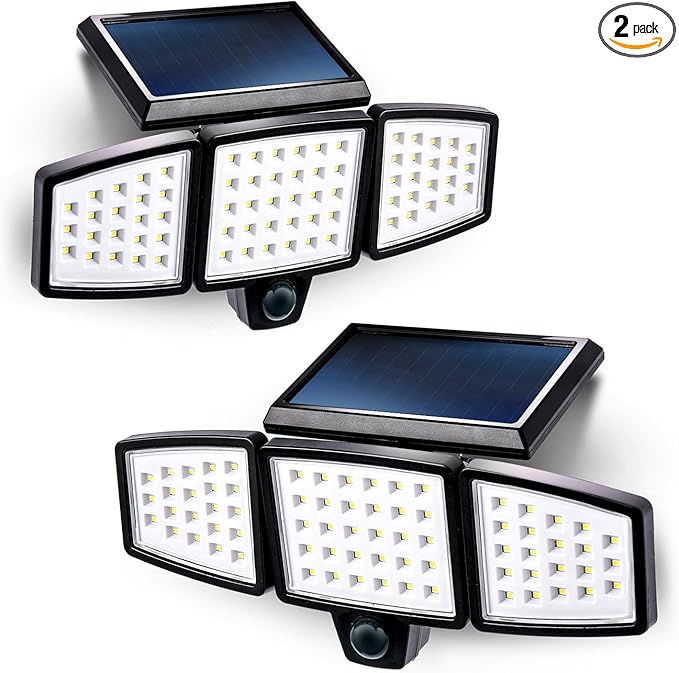 Home Zone Security 2 Packs Solar Flood Lights Outdoor Motion Sensor 120 Degrees by HomeZoneLiving