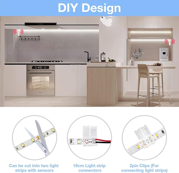 WOBANE Dual Motion Sensor Stair Lights Strip, Rechargeable 16.4ft LED Strip - Image 3