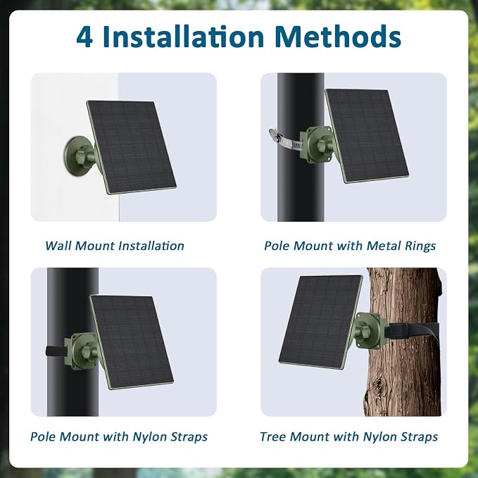Zivif Solar Panel for Trail Camera, 5W Solar Charger Built-in 5200mAh - Image 7