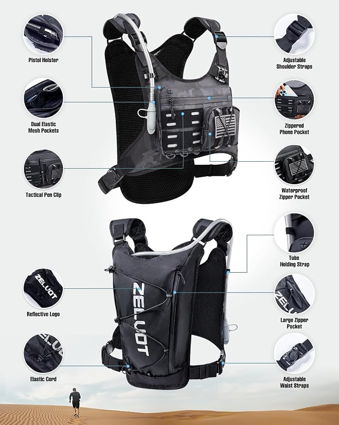 Zelvot Running Vest with 2L Water Bladder, Hydration Backpack, U.S. Original - Image 5