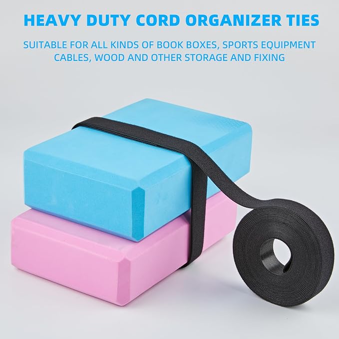 25 Ft x 1 inch Hook and Loop Roll, Reusable Fastening Cable Ties, Office and - Image 5