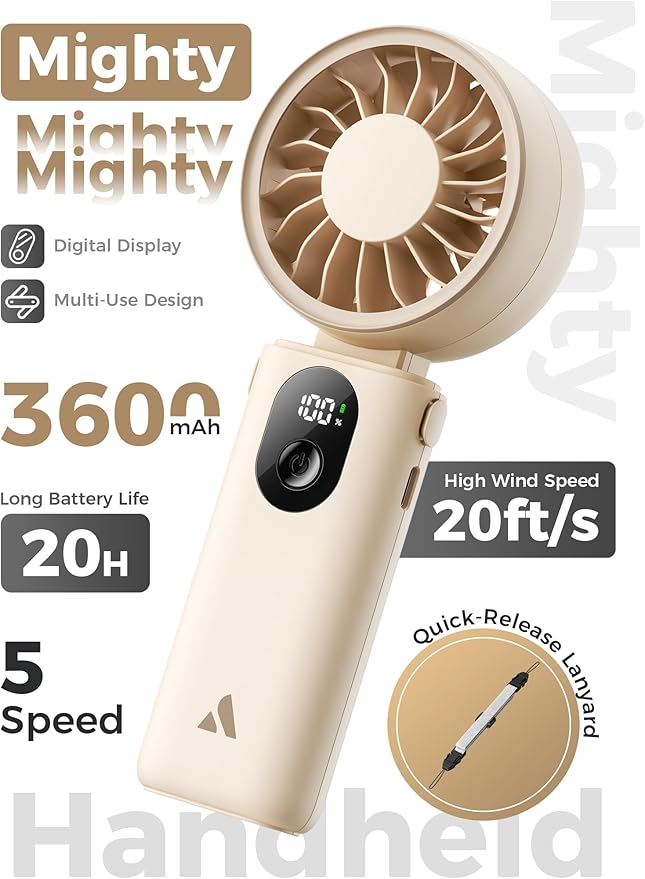 Aecooly Mighty Portable Handheld Fan | 20H Max Cooling Time | 3 Flexible Modes - Image 2