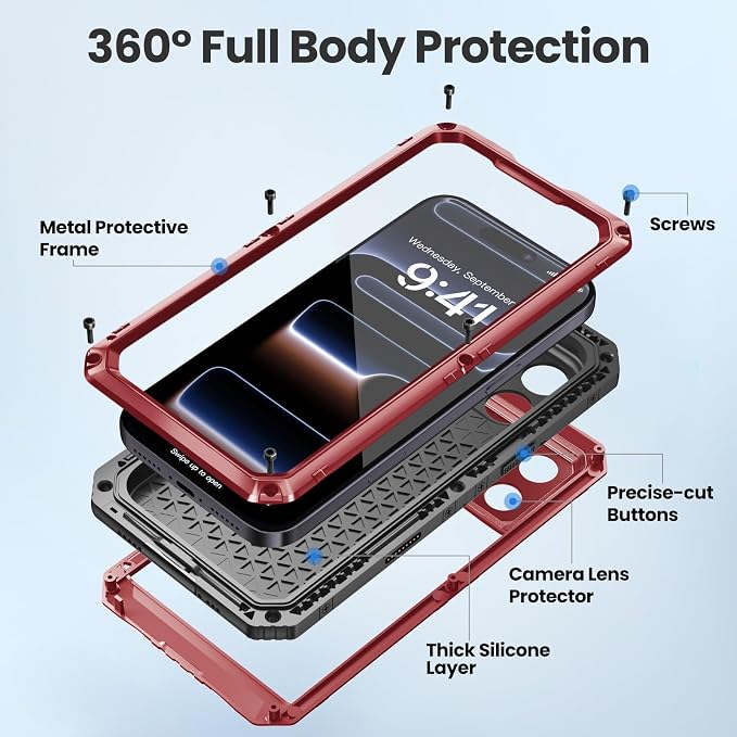 Mitywah Waterproof Case for iPhone 17 Pro Max, Rugged Metal Case - Image 5