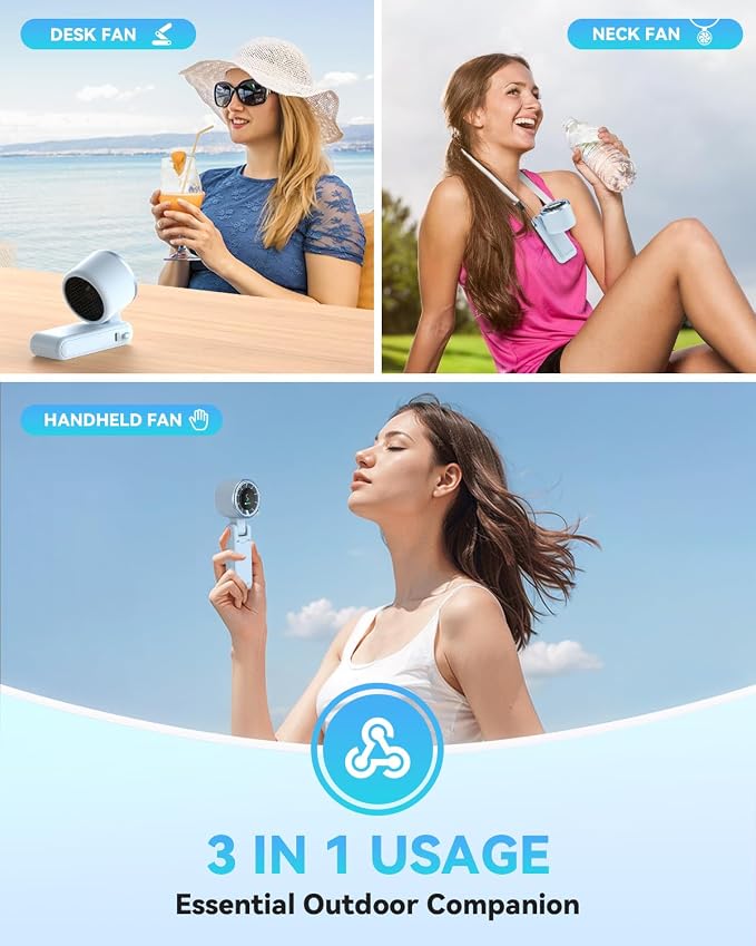 PlayHot Portable Handheld Turbo Fan, 5-Speed Personal Fans, 5000mAh - Image 3
