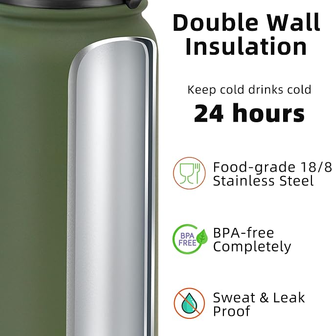 Fanhaw 32 oz Insulated Stainless Steel Water Bottle - Image 3