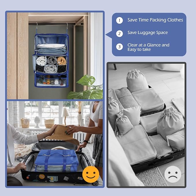 Surblue Hanging Shelves Travel Storage Bag Compression Packing Cube - Image 4