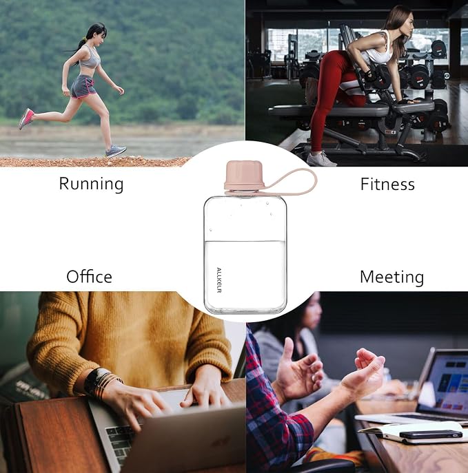 Portable Flat Water Bottle, BPA Free Reusable Tritan Plastic Travel Water - Image 5