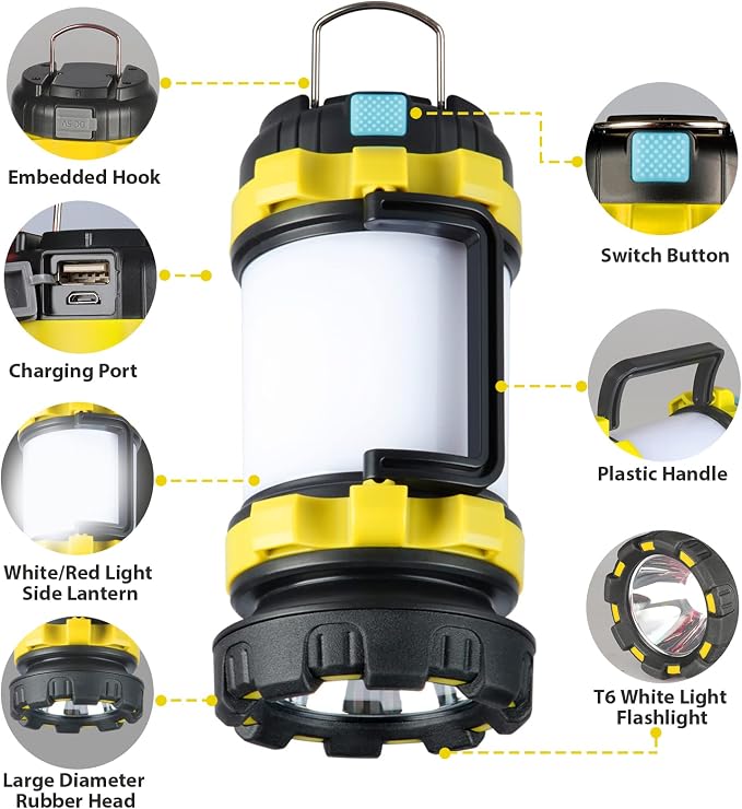BOBKID 2 Pack Camping Lantern, Outdoor LED Camping Light, Rechargeable - Image 5