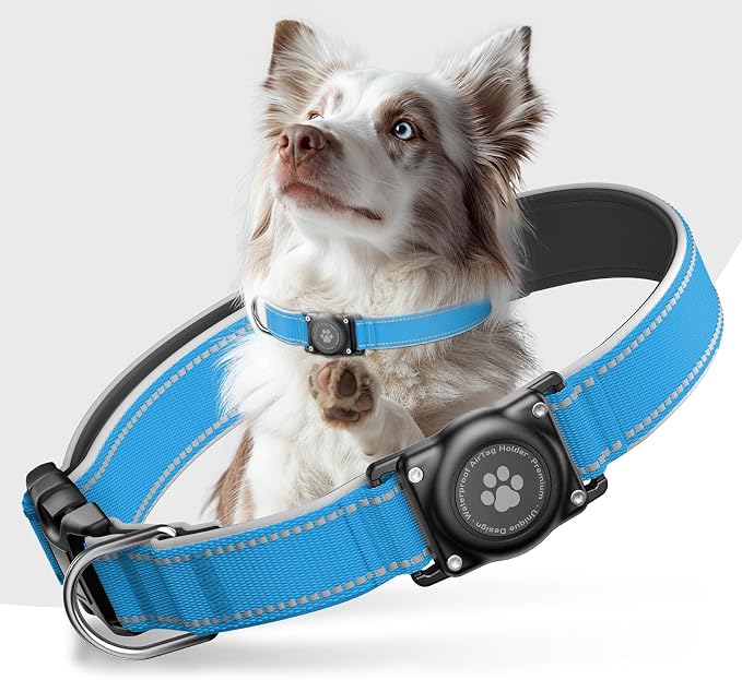 AirTag Dog Collar, IP68 Waterproof Air Tag Dog Collar Holder, Reflective by FURRIGO