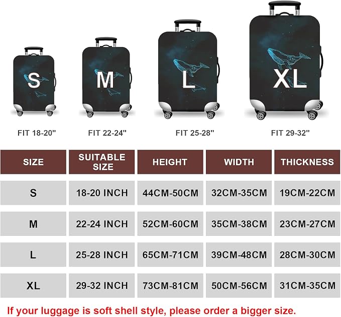 WUJIAONIAO Travel Luggage Cover Baggage Suitcase Cover Protector Skins 18-32 - Image 5