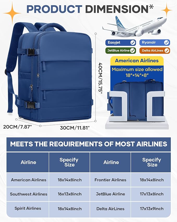 coofay Travel Backpack for Men Women Carry on Backpack for Airplanes Personal - Image 3