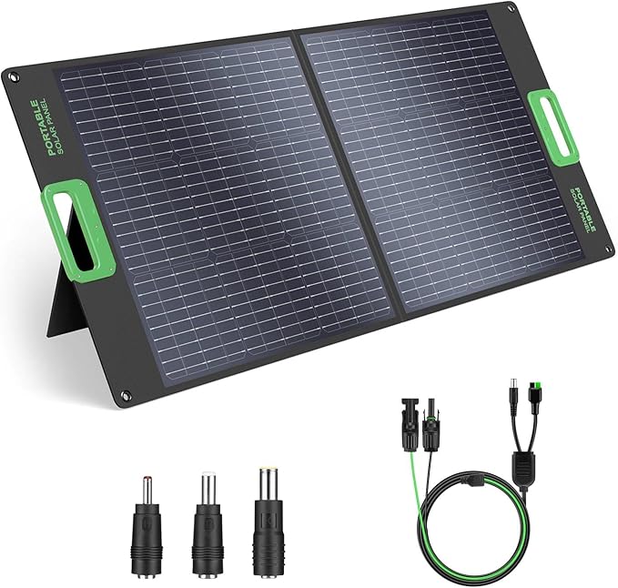 100W Portable Solar Panel for Power Station Generator, 20V Foldable Solar Cell by GRECELLPOWERSTATION