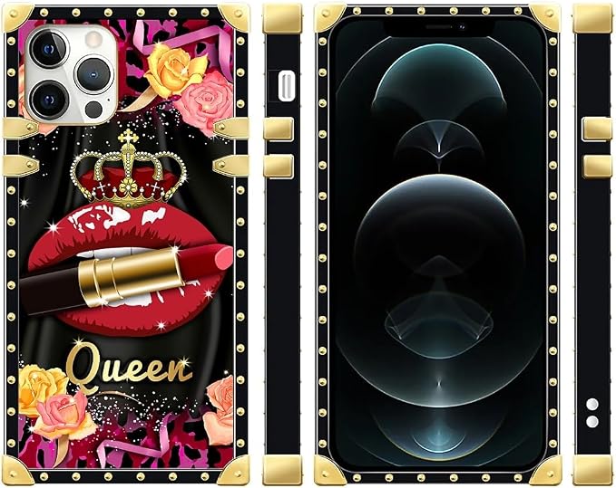 Compatible with iPhone 12 Pro Max Case, Queen Lip Crown Leopard Print Luxury - Image 2