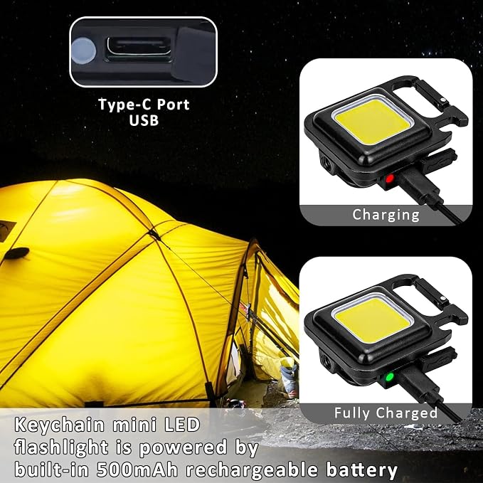 MAKDAK COB Rechargeable Keychain Flashlight 2Pack, High Lumen Super Bright LED - Image 7