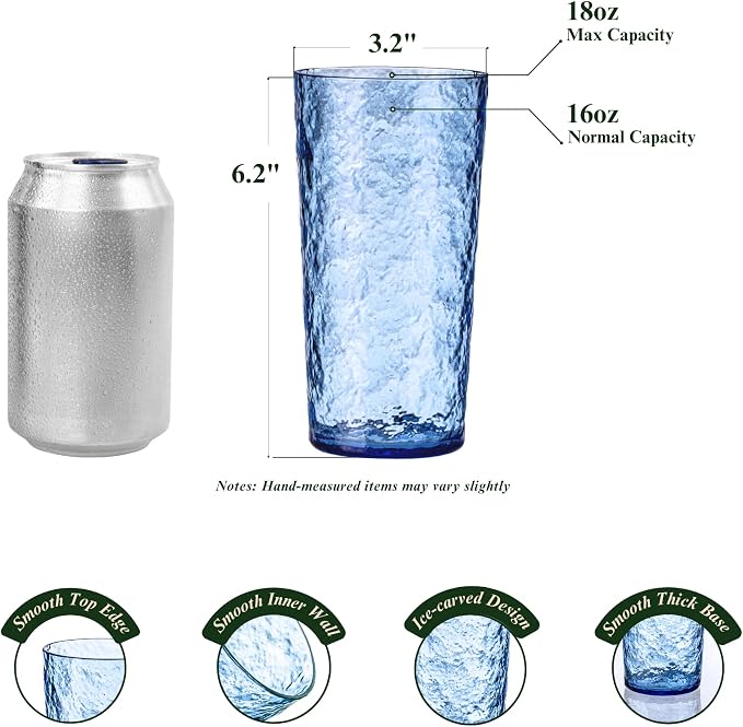 18oz Acrylic Glasses Drinkware, Ice-carved Design Shatter-Proof Plastic Cups - Image 3