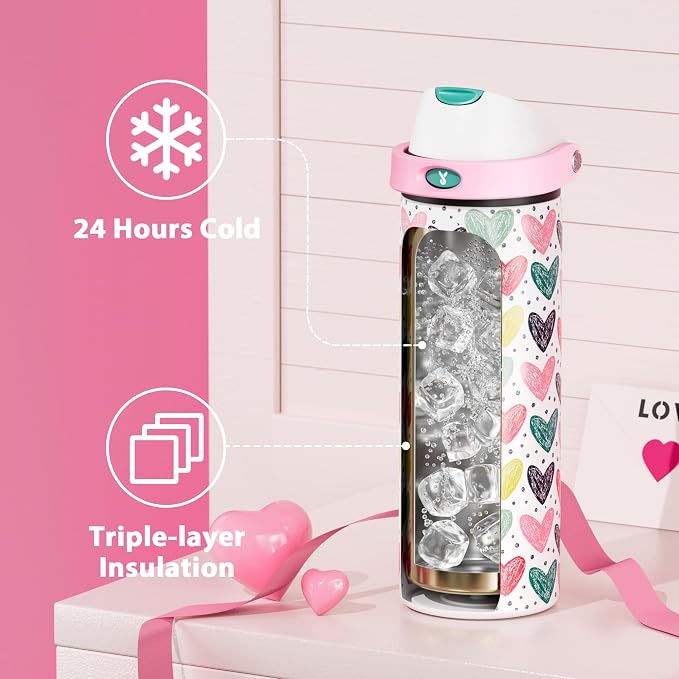 24 oz Valentine's Day Water Bottle: Meoky Stainless Steel Water Bottle - Image 3