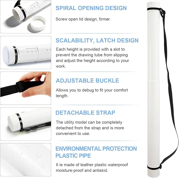 DEWEL Poster Tube, Waterproof Poster Holder Plastic Expandable - Image 3