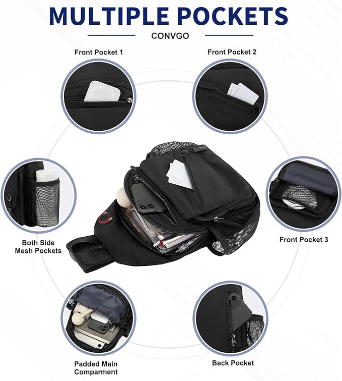 Crossbody Bag Casual Sling Bag for Men, Convertible Backpack, 3-in-1 Anti-Theft - Image 5