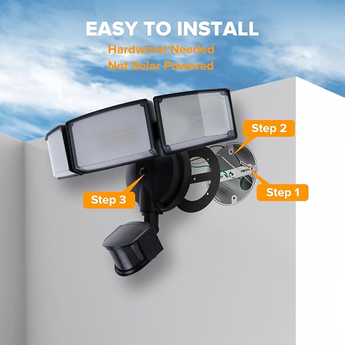 UME 49W LED Security Lights Motion Sensor Light Outdoor, 5000K Daylight - Image 7