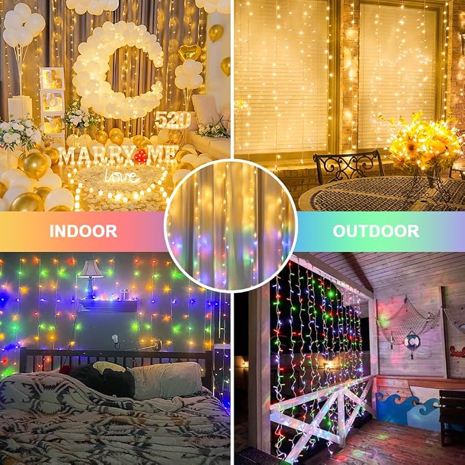 JMEXSUSS 300LED Dual Color Changing Curtain Lights - Image 7