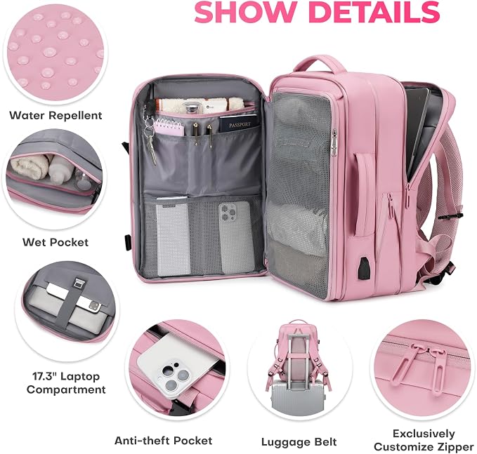 Rcrirth Travel Backpack for Women | Expandable Carry On Backpack - Image 4