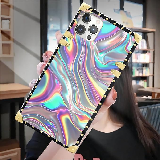 Compatible with iPhone 12 Case, Holographic Abstract Iridescent Textures Luxury - Image 7