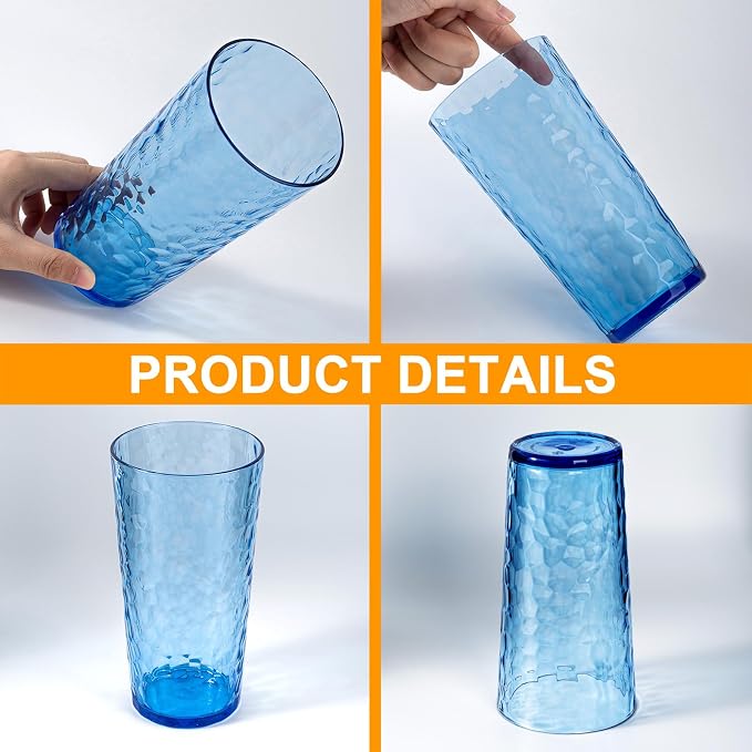 24-ounce Plastic Tumblers, Acrylic Drinking Glasses High-Balls, Reusable - Image 3