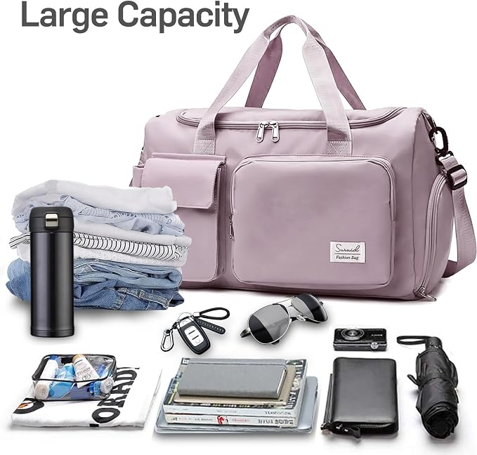 Suruid Travel Duffel Bag with Shoes Compartment Sports Gym Bag with Dry Wet - Image 4