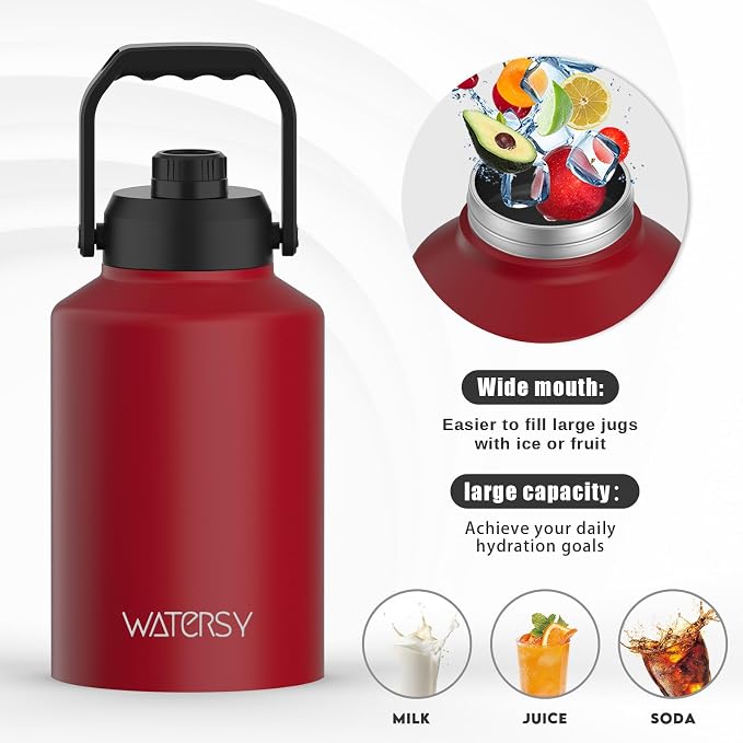 WATERSY 1 Gallon Water Bottle Insulated, BPA Free&Leak Proof, 128oz Stainless - Image 5