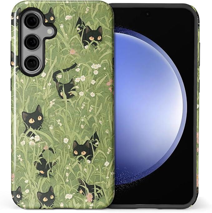 for Samsung Galaxy S24 FE Case, HL2 Grass Cat Hybrid 2 Layer Hard Shell by Unknown