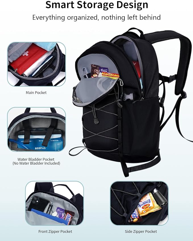ECOHUB Small Hiking Backpack for Men Women, 20L Lightweight Travel Backpacks - Image 3