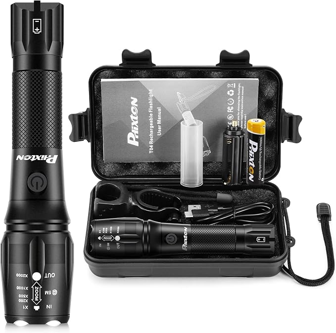 PHIXTON Rechargeable Flashlights High Lumens, USB C Chargeable LED Flashlight by PHIXTON