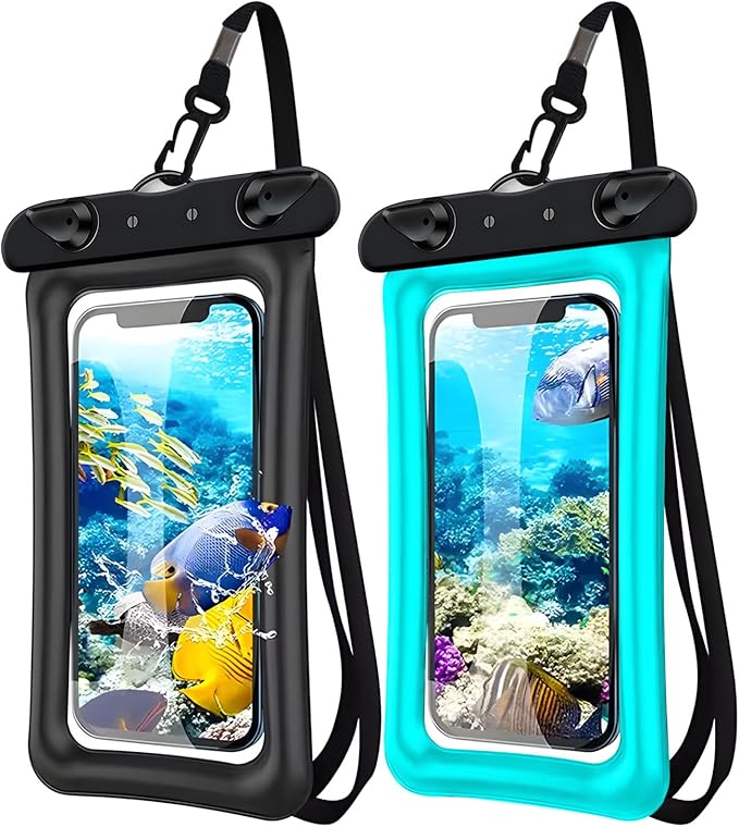 2 Pack Waterproof Floating Phone Pouch IPX8 Floatable Waterproof Phone Case by AXIIJGL