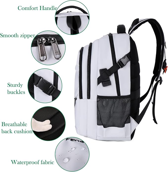 FENGDONG Durable Waterproof Travel Laptop Backpack 17.3 inch, Large College - Image 4
