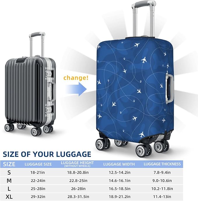 Travel Luggage Cover with Airplane & Route Pattern, Suitcase Protector - Image 6