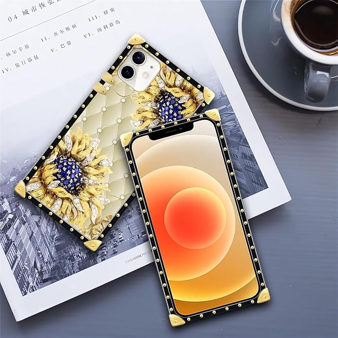 Compatible with iPhone 11 Case, Sunflower Diamonds Leather Luxury Golden - Image 6